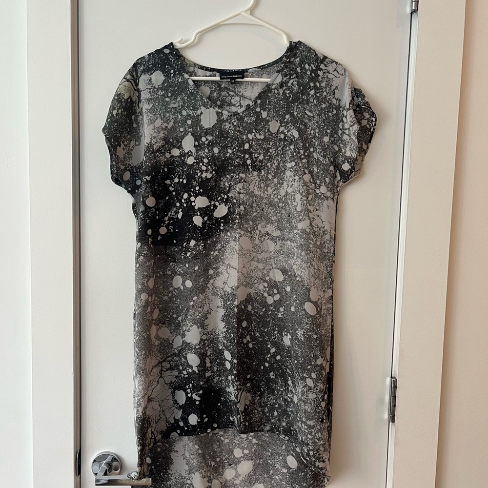 Izzue Black and Gray Splatter Shirt Dress